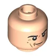 Minifig Head Alan Grant, Black Eyebrows, Nougat Lines, Lopsided Smile