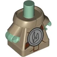 Minifig Body, Grogu with Silver Shield, Reddish Brown Strap print