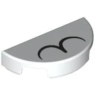 Tile Round 1 x 2 Half Circle with 2 Black Half Circles / Cat Nose print