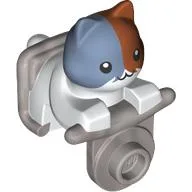 Creature Head, White Cat on Motor Cycle with Sand Blue/Dark Orange Head