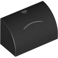 Brick Curved 1 x 2 x 1 No Studs with Dark Bluish Grey Mouth, Nose print