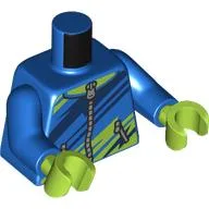Torso, Hoody, Lime/Dark Blue Stripes, Silver Zipper print, Blue Arms, Lime Hands