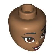 Minidoll Head, Black Eyebrows, Reddish Brown Eyes, Dark Red Lips, Open Mouth Smile