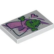Tile 2 x 3 with Chameleon (Pascal) in Pink/Lavender Dress print