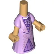 Microdoll Body Long Dress Lavender with Medium Lavender Underdress print