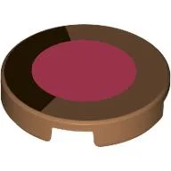 Tile Round 2 x 2 with Coral Circle, Dark Brown Line (Eye) print