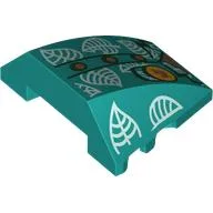 Brick Wedged, Curved 4 x 3 No Studs with Shirt, Gold Buttons, Yellow Badge with Leave, White Leaves print