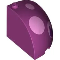 Brick Round Corner 4 x 4 x 3 Quarter Dome Top with Bright pink Spots, Dark Purple Cat Head print