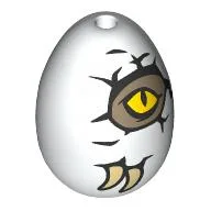 Food Egg with 1.5mm Hole with Dark Tan Dino, Yellow Eyes Breaking trough Crack print