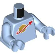 Torso Classic Space Logo Print, Bright Light Blue Arms and Hands