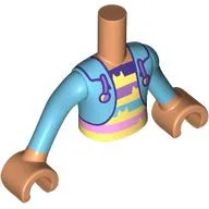 Minidoll Torso Boy with Nougat Arms and Hands with Dark Turquoise Jacket, Multi-Colored Striped Shirt print