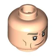 Minifig Head Captain Smoker, Dark Tan Eyebrows, Nougat Lines, Lopsided Grin / Mean Scowl, Teeth