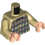 Torso, Dark Blue/Dark Red/Dark Bluish Grey Plaid Shirt print, Tan Arms, Light Nougat Arms