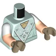 Torso, Dual Molded Arms with Dress, Triangle Front, Silver/Sand Green Decorations, Belt, Dark Tan Shirt print, White Sleeves Pattern, Light Nougat Arms, Dark Tan Hands