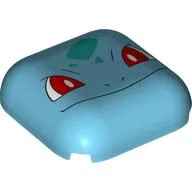 Brick Round, Curved 4 x 4, Bulbasaur Face with Red Eyes Print