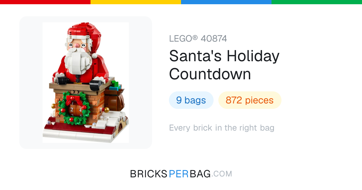 LEGO 40874 Santa's Holiday Countdown - Bags & Parts | Bricks Per Bag
